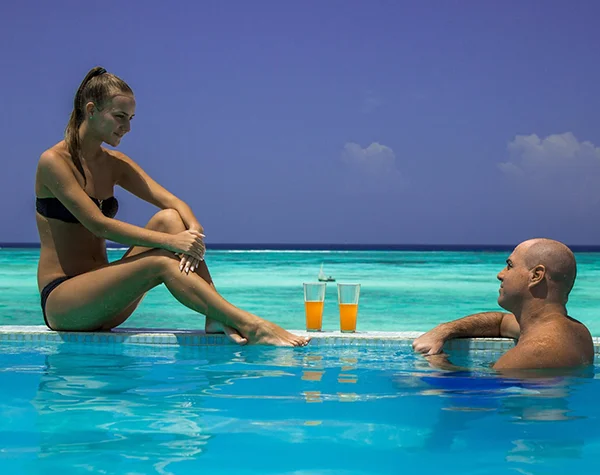 Private luxury tented suite prepared for honeymoon guests