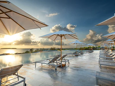 Luxury beach resort in Zanzibar at sunset